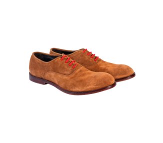 Handcrafted men`s lace-uo shoes in suede calf leather