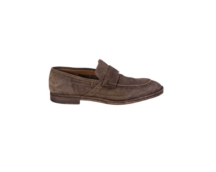 Handmande men`s loafer in genuine soft suede leather 100% italian